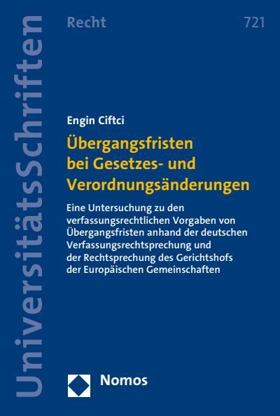 Cover des Buchs: Übergangsfristen bei Gesetzes- und Verordnungsänderungen
