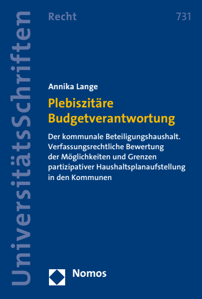 Cover des Buchs: Plebiszitäre Budgetverantwortung