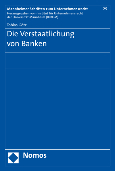 Cover of book: Die Verstaatlichung von Banken