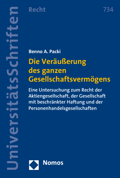 Cover of book: Die Veräußerung des ganzen Gesellschaftsvermögens