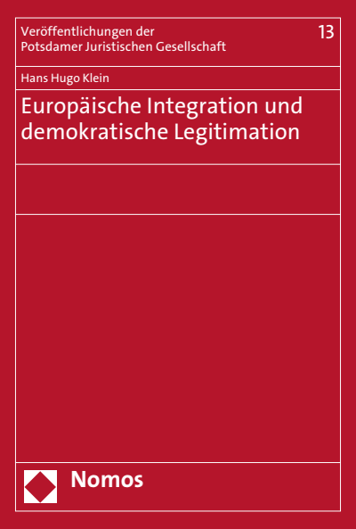 Cover des Buchs: Europäische Integration und demokratische Legitimation