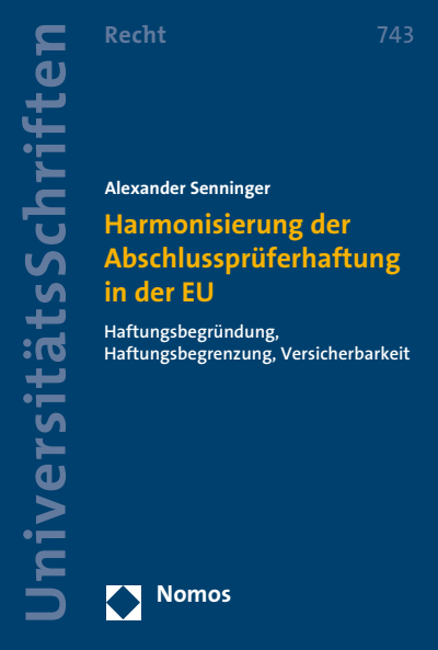 Cover des Buchs: Harmonisierung der Abschlussprüferhaftung in der EU