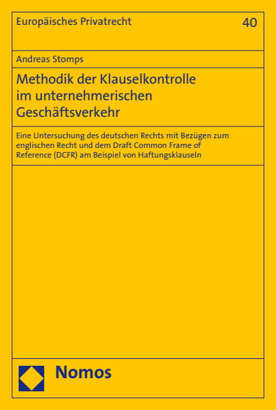 Cover des Buchs: Methodik der Klauselkontrolle im unternehmerischen Geschäftsverkehr