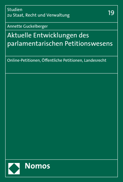 Cover of book: Aktuelle Entwicklungen des parlamentarischen Petitionswesens