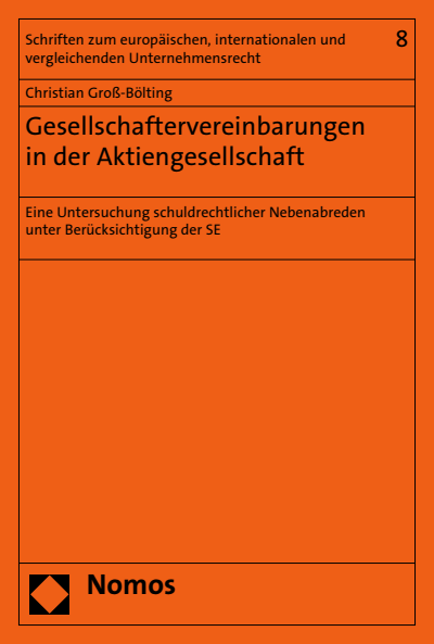 Cover des Buchs: Gesellschaftervereinbarungen in der Aktiengesellschaft