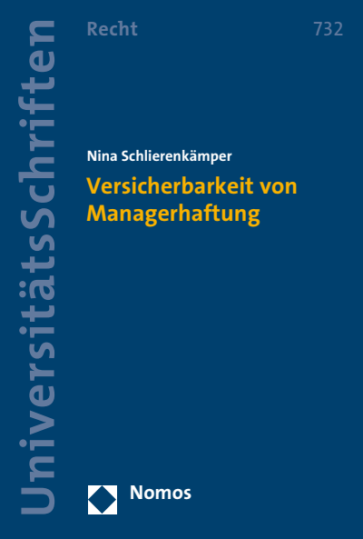 Cover des Buchs: Versicherbarkeit von Managerhaftung