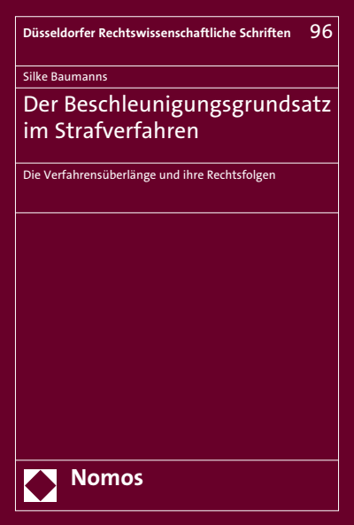 Cover des Buchs: Der Beschleunigungsgrundsatz im Strafverfahren