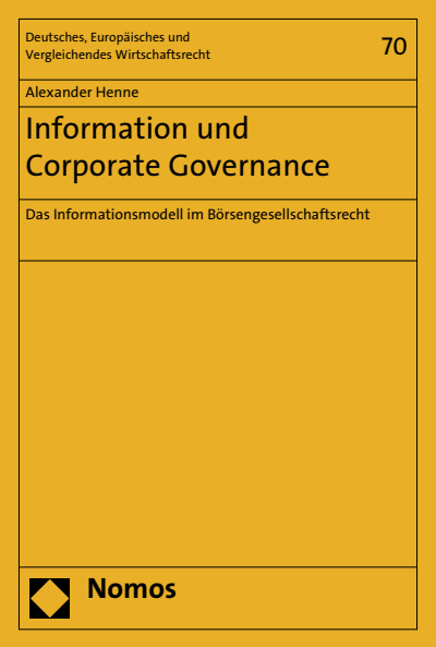 Cover of book: Information und Corporate Governance