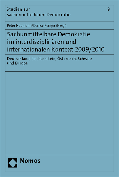 Cover of book: Sachunmittelbare Demokratie im interdisziplinären und internationalen Kontext 2009/2010