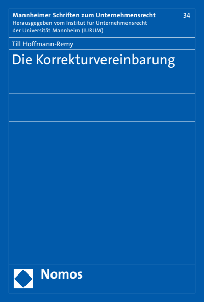 Cover of book: Die Korrekturvereinbarung