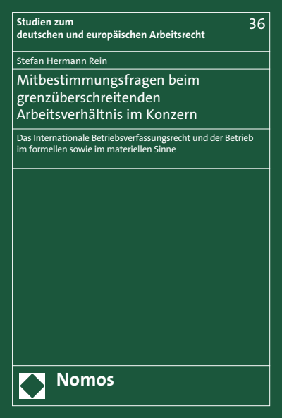 Cover des Buchs: Mitbestimmungsfragen beim grenzüberschreitenden Arbeitsverhältnis im Konzern
