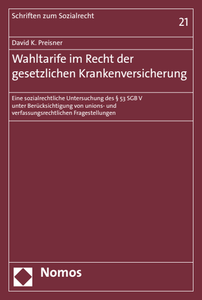 Cover of book: Wahltarife im Recht der gesetzlichen Krankenversicherung