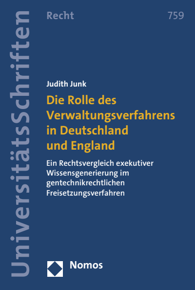 Cover des Buchs: Die Rolle des Verwaltungsverfahrens in Deutschland und England