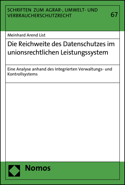 Cover of book: Die Reichweite des Datenschutzes im unionsrechtlichen Leistungssystem