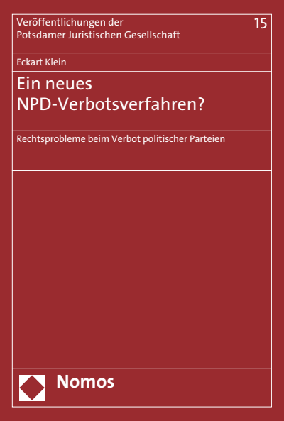 Cover des Buchs: Ein neues NPD-Verbotsverfahren?