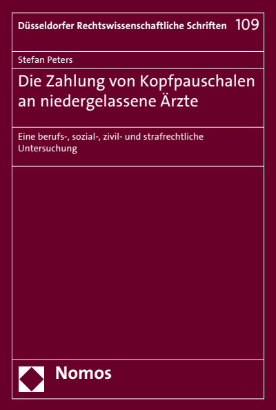 Cover des Buchs: Die Zahlung von Kopfpauschalen an niedergelassene Ärzte