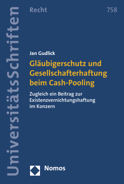 Cover des Buchs: Gläubigerschutz und Gesellschafterhaftung beim Cash-Pooling