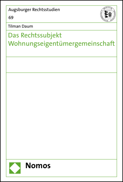 Cover of book: Das Rechtssubjekt Wohnungseigentümergemeinschaft