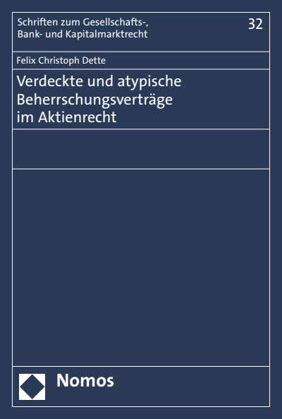 Cover des Buchs: Verdeckte und atypische Beherrschungsverträge im Aktienrecht