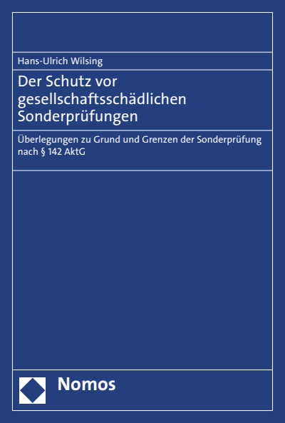 Cover of book: Der Schutz vor gesellschaftsschädlichen Sonderprüfungen