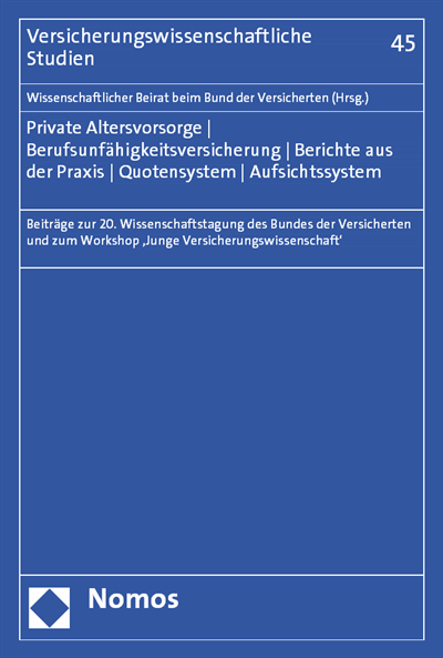 Cover des Buchs: Private Altersvorsorge | Berufsunfähigkeitsversicherung | Berichte aus der Praxis | Quotensystem | A