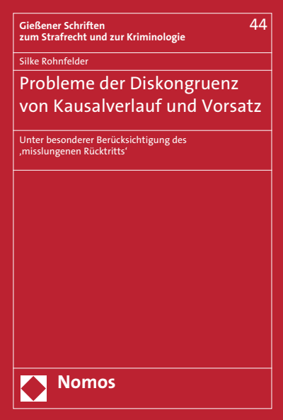 Cover of book: Probleme der Diskongruenz von Kausalverlauf und Vorsatz