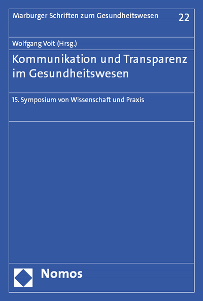 Cover of book: Kommunikation und Transparenz im Gesundheitswesen