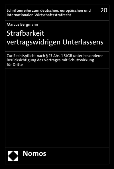 Cover of book: Strafbarkeit vertragswidrigen Unterlassens