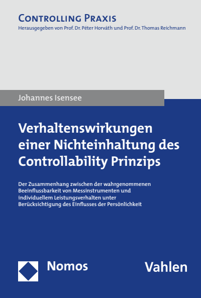 Cover of book: Verhaltenswirkungen einer Nichteinhaltung des Controllability Prinzips