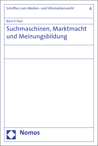 Cover of book: Suchmaschinen, Marktmacht und Meinungsbildung