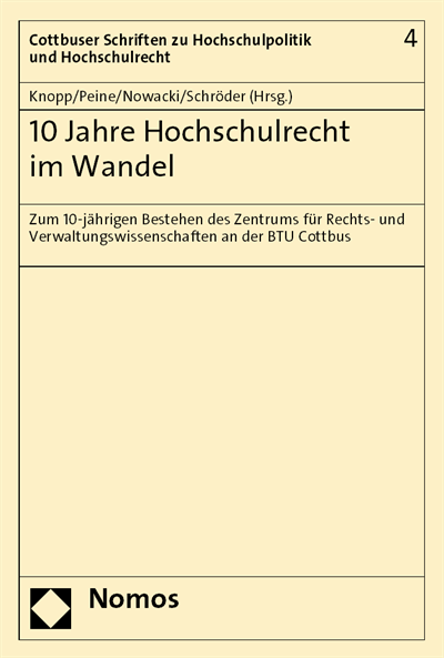 Cover of book: 10 Jahre Hochschulrecht im Wandel