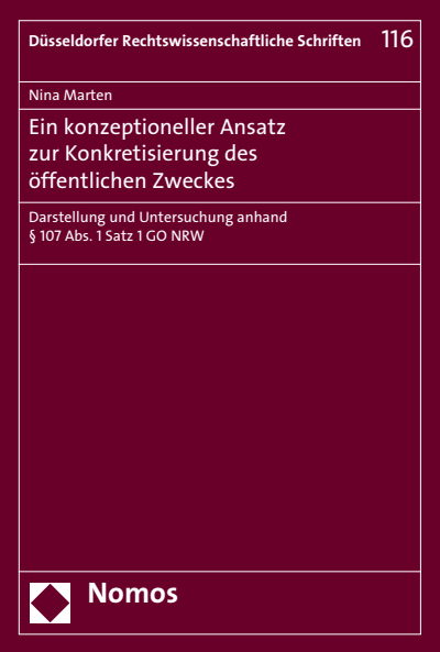 Cover des Buchs: Ein konzeptioneller Ansatz zur Konkretisierung des öffentlichen Zweckes