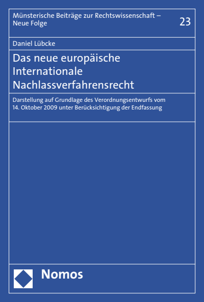 Cover of book: Das neue europäische Internationale Nachlassverfahrensrecht