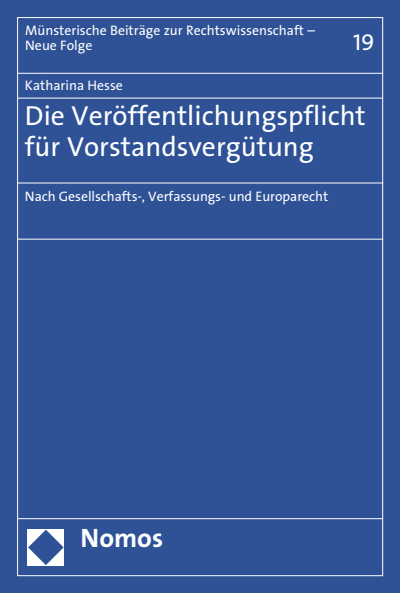 Cover of book: Die Veröffentlichungspflicht für Vorstandsvergütung