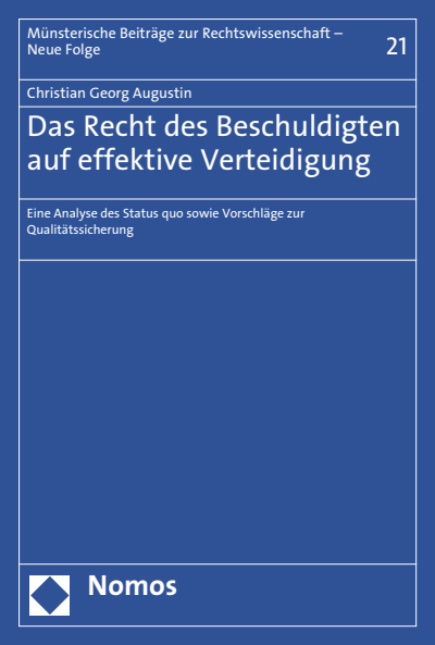 Cover of book: Das Recht des Beschuldigten auf effektive Verteidigung