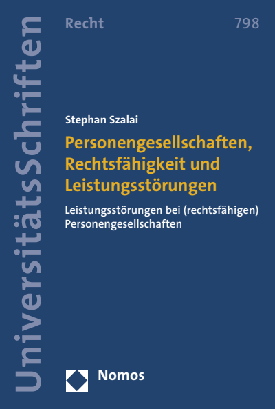 Cover des Buchs: Personengesellschaften, Rechtsfähigkeit und Leistungsstörungen