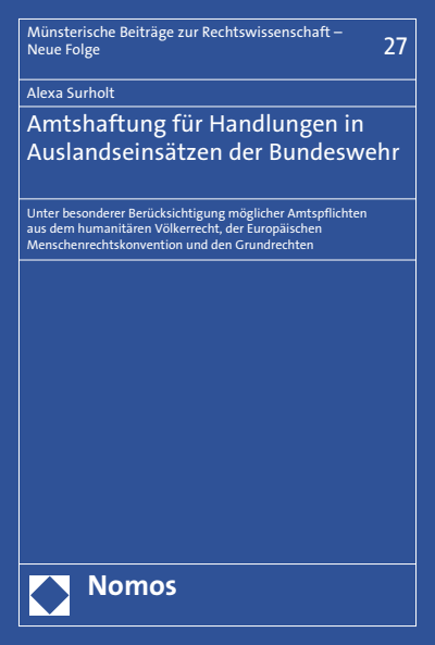 Cover of book: Amtshaftung für Handlungen in Auslandseinsätzen der Bundeswehr