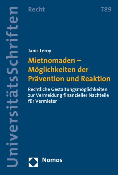 Cover des Buchs: Mietnomaden - Möglichkeiten der Prävention und Reaktion