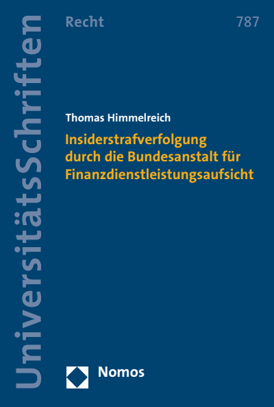 Cover des Buchs: Insiderstrafverfolgung durch die Bundesanstalt für Finanzdienstleistungsaufsicht