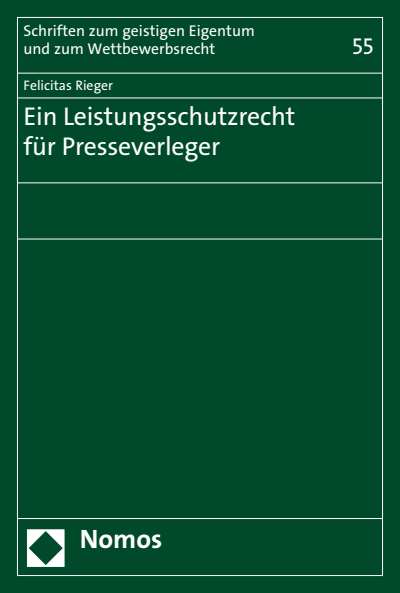 Cover of book: Ein Leistungsschutzrecht für Presseverleger