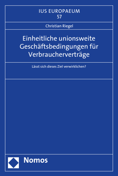 Cover des Buchs: Einheitliche unionsweite Geschäftsbedingungen für Verbraucherverträge