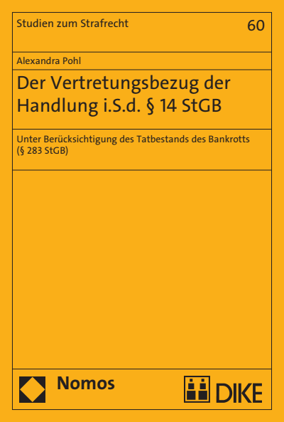 Cover of book: Der Vertretungsbezug der Handlung i.S.d. § 14 StGB
