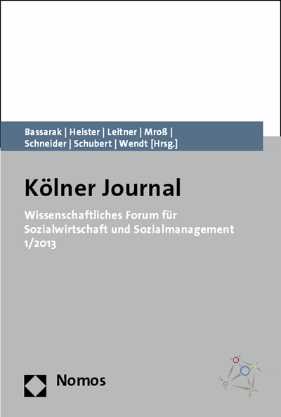 Cover of book: Wissenschaftliches Forum für Sozialwirtschaft und Sozialmanagement 1/2013