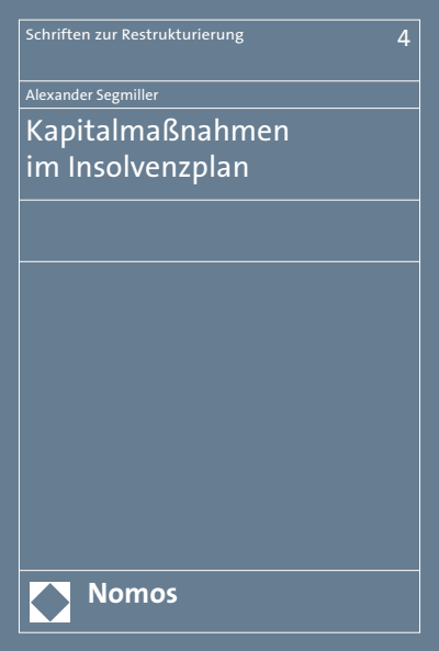 Cover of book: Kapitalmaßnahmen im Insolvenzplan