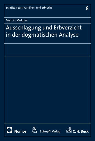 Cover des Buchs: Ausschlagung und Erbverzicht in der dogmatischen Analyse