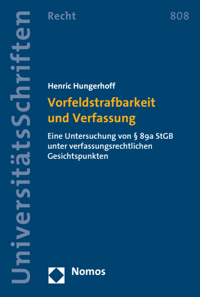 Cover des Buchs: Vorfeldstrafbarkeit und Verfassung