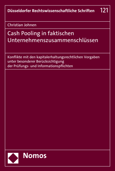 Cover des Buchs: Cash Pooling in faktischen Unternehmenszusammenschlüssen