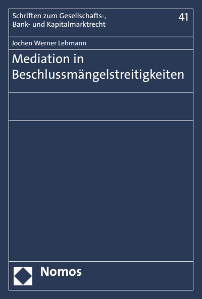 Cover des Buchs: Mediation in Beschlussmängelstreitigkeiten