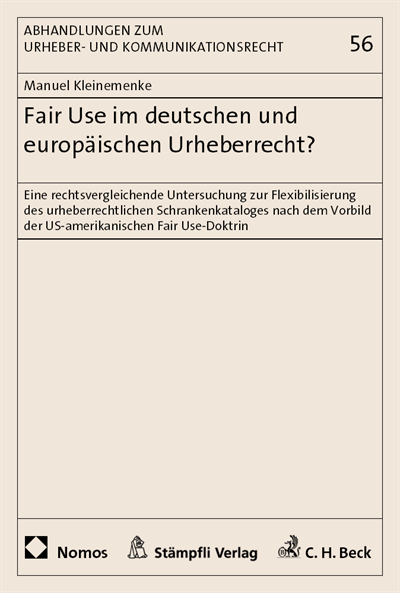 Cover des Buchs: Fair Use im deutschen und europäischen Urheberrecht?