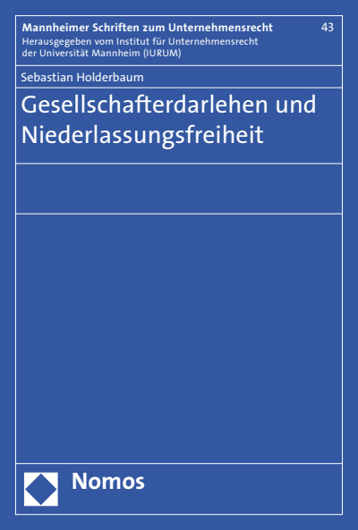 Cover of book: Gesellschafterdarlehen und Niederlassungsfreiheit